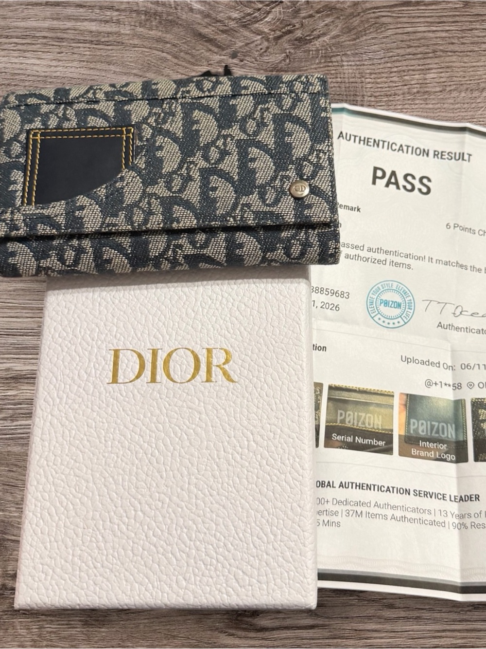 Christian Dior Blue Monogram Trotter Canvas Long Wallet With COA - Picture 9 of 9